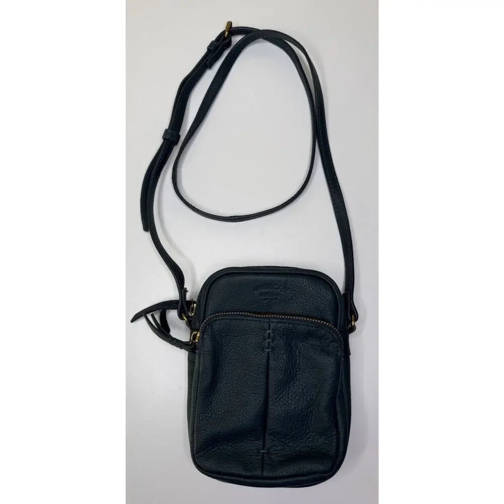 American Leather Co. Cleveland Mini Crossbody Dark Teal Pebbled Leather Zip Bag